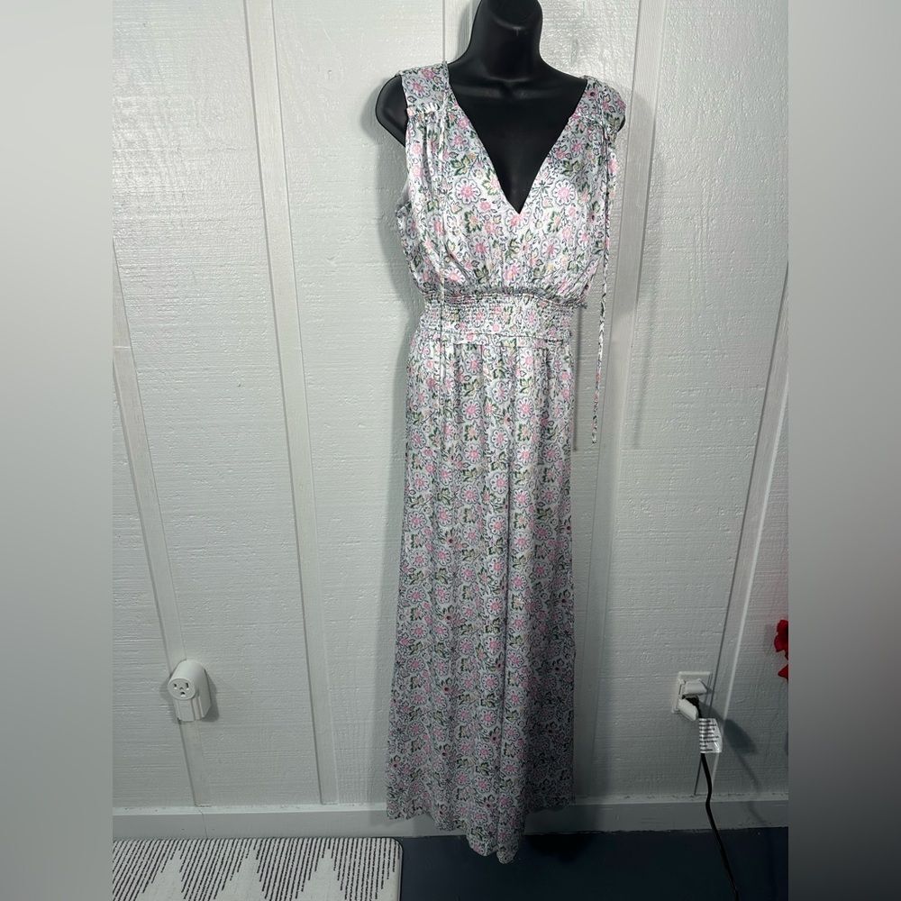 CeCe Floral Sleeveless Smocked Waist Jumpsuit Size XS EUC - Picture 2 of 8
